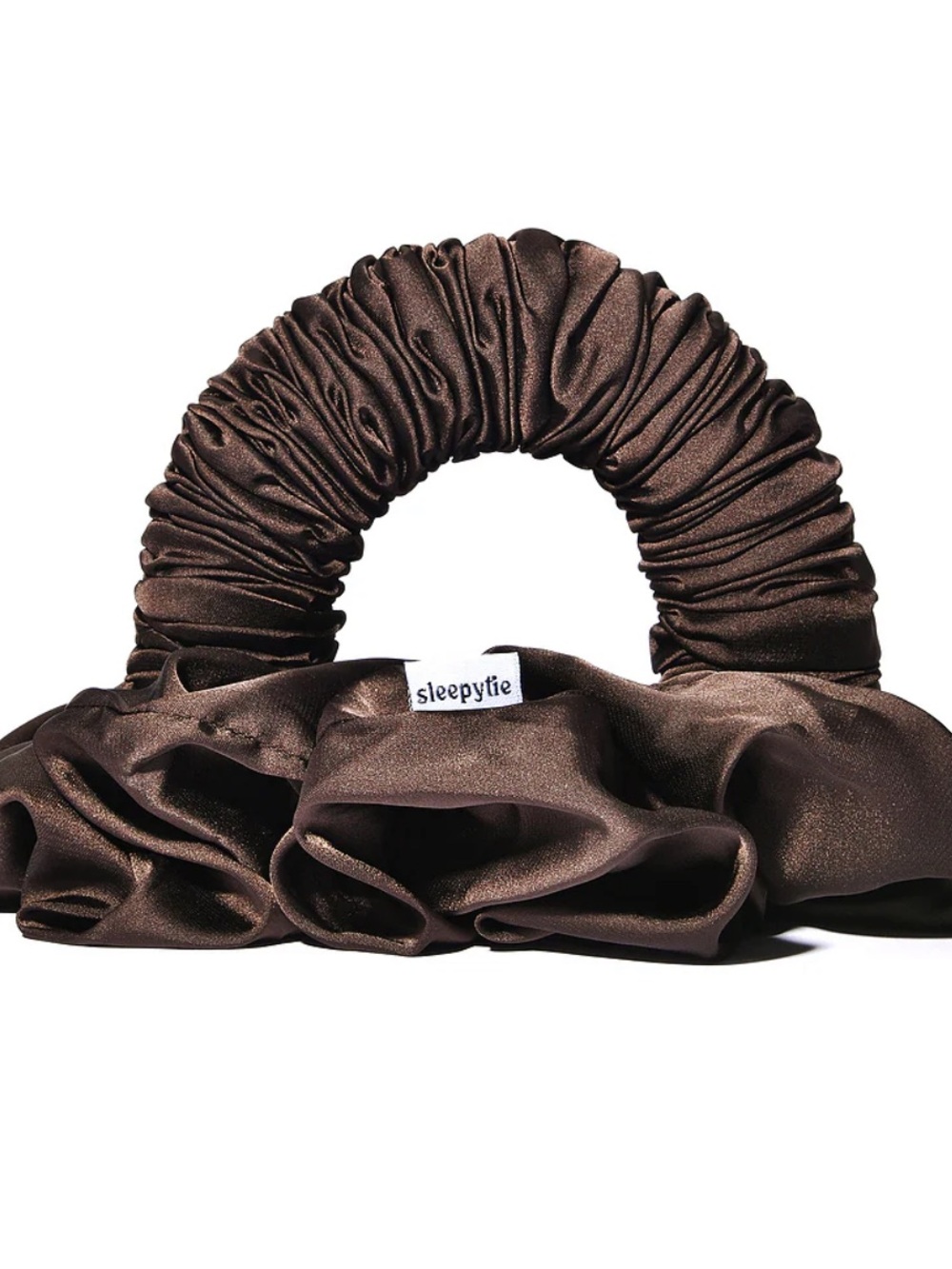 SleepyTie Brown Satin Scrunchie Hair Accessory